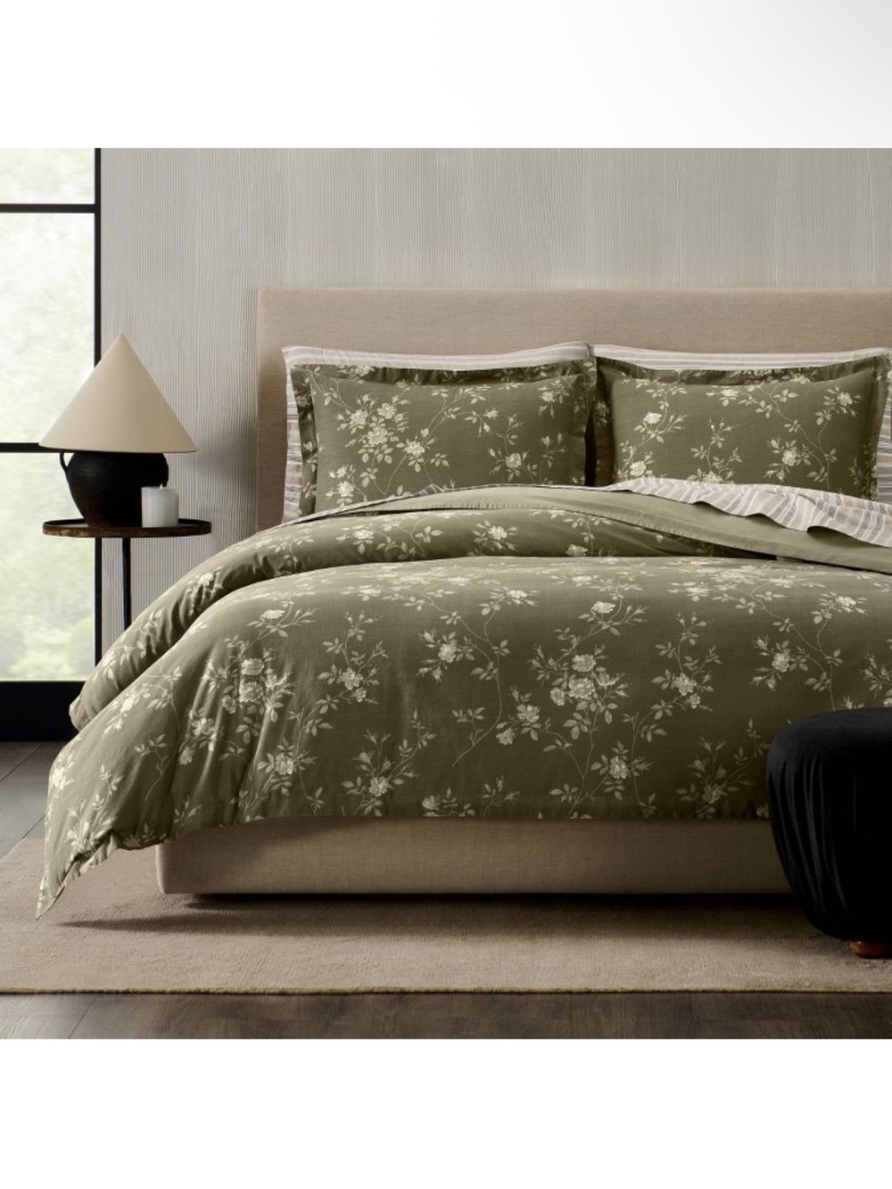 Jeremiah Brent Home 3pc California King Floral 'Palacio' Cotton Duvet Set Green